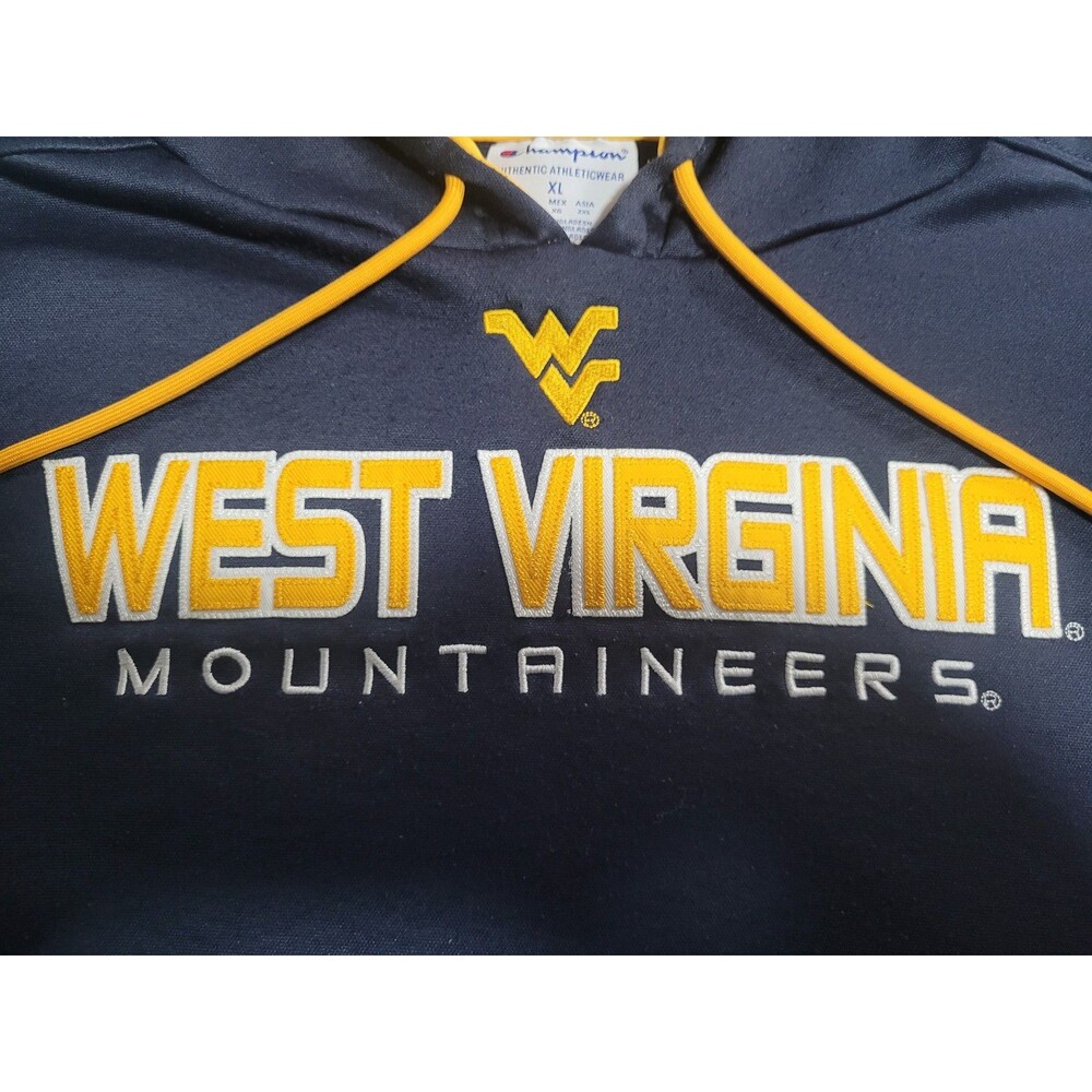 West Virginia Mountaineers Hoodie Mens XL Blue NCAA Football Champion Pullover - Picture 2 of 9